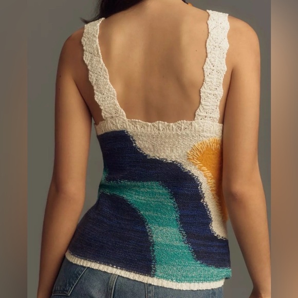 Anthropologie Pilcro Sunshine Sweater Tank Yellow & Blue - Picture 2 of 5